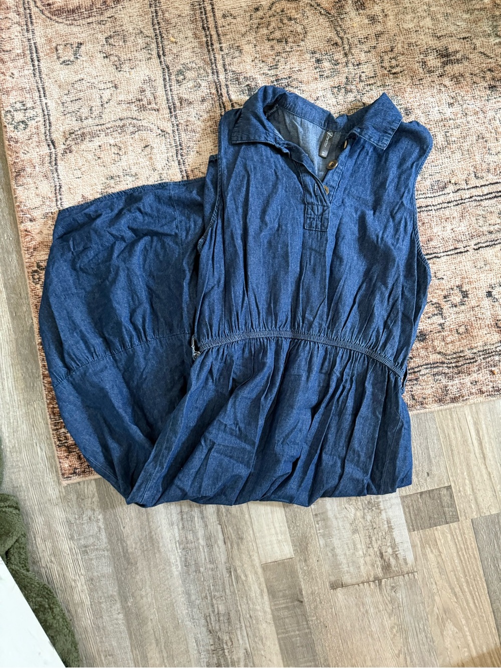 Sleeveless Denim Shirt Dress - Deep Indigo
